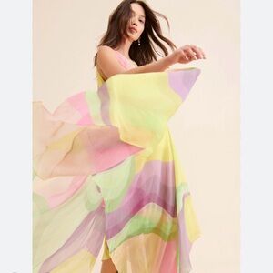 SIDDHARTHA BANSAL ORGANZA TIERED PRINTED MIDI DRESS